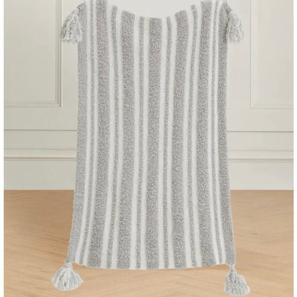 Styled Collection Mist Light Grey Baby Nursery 3D Stripes Stroller Blanket NEW